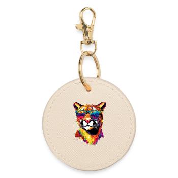 Panther Leopard Big Cat Cute Big Cat Cats - Round Keyring - oyster - Front