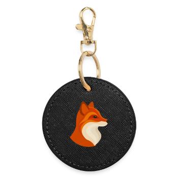 Renard moderne – géométrique et élégant - Porte-clés rond - noir - Devant