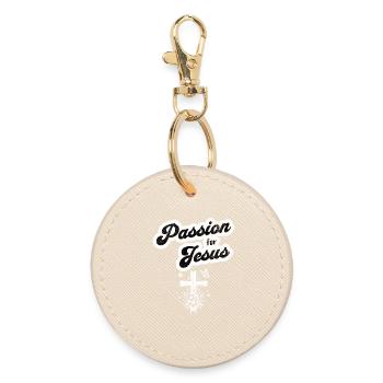 Passion for Jesus Christian motif - Round Keyring - oyster - Front