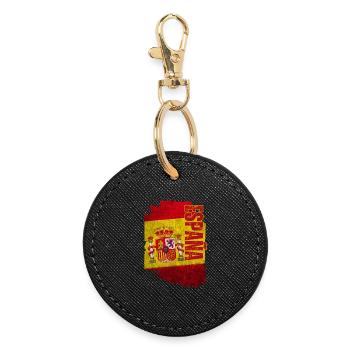 Vertical Spain flag, I love Spain - Round Keyring - black - Front