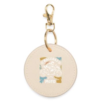 Motorcycle Racing vintage - Moto Raceday Symbol - Round Keyring - oyster - Front