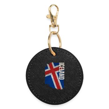 Drapeau vertical de l’Islande, j’aime l’Islande - Porte-clés rond - noir - Devant