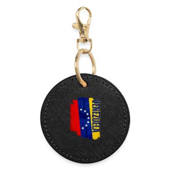 Vertical Venezuelan flag, I love Venezuela - Round Keyring - black - Front