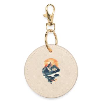Mountains Climbing Climbers Hiking - Round Keyring - oyster - Front