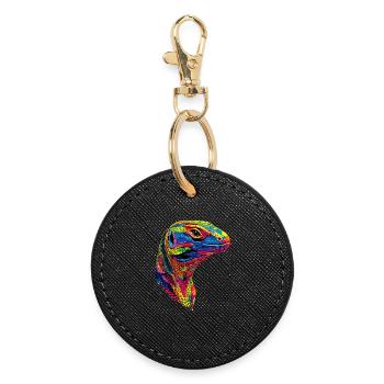 Monitor lizard, reptile, Komodo dragon, banded monitor lizard, lizard - Round Keyring - black - Front