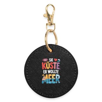 Sie Küste Er Wollte Meer Strand Liebe Welle Surfer - Runder Schlüsselanhänger - Schwarz - Vorne