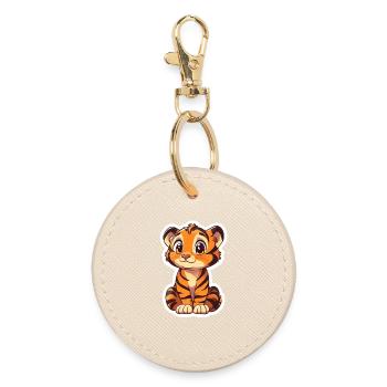 Süsser Tiger – Lustige Geschenkidee für Kinder - Runder Schlüsselanhänger - Auster - Vorne