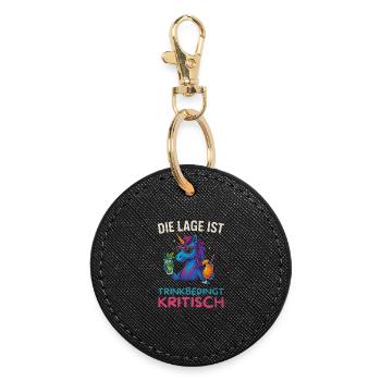 Drôle de buveur Design Licorne - Porte-clés rond - noir - Devant