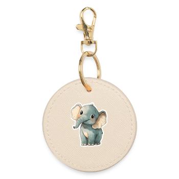 Cute elephant – gift idea for animal lovers - Round Keyring - oyster - Front