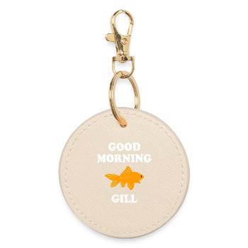 Bold Goldfish with Good Morning Greet - Runder Schlüsselanhänger - Auster - Vorne