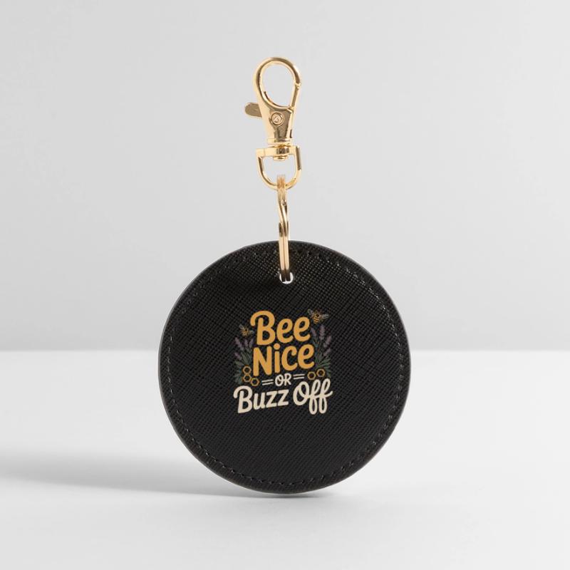 Bee Beekeeper Bee Nice Or Buzz Off Beekeeper Round Keyring