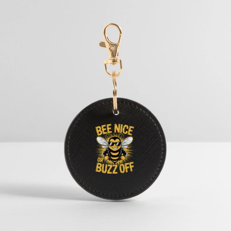 Bee Beekeeper Bee Nice Or Buzz Off Beekeeper Round Keyring