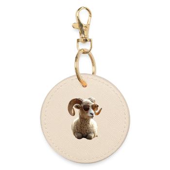 Widder Mufflon Aries Wilde Schafe Männliches Schaf - Runder Schlüsselanhänger - Auster - Vorne