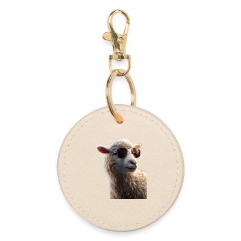 Sheep Lamb Sheep Domestic Sheep Shepherd Sweet Sheep - Round Keyring - oyster - Front