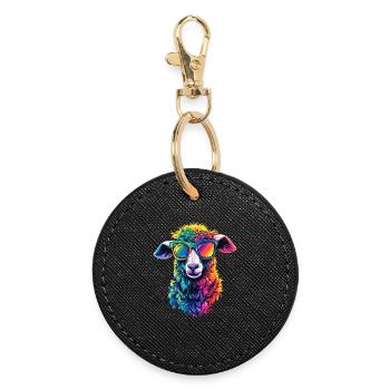 Sheep Lamb Sheep Domestic Sheep Shepherd Sweet Sheep - Round Keyring - black - Front