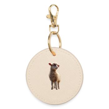Sheep Lamb Sheep Domestic Sheep Shepherd Sweet Sheep - Round Keyring - oyster - Front