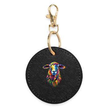 Sheep Lamb Sheep Domestic Sheep Shepherd Sweet Sheep - Round Keyring - black - Front