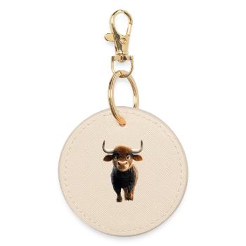 Bull Bull Ox Cattle Farm Cow Taurus Bulls - Round Keyring - oyster - Front