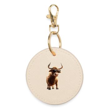 Bull Bull Ox Cattle Farm Cow Taurus Bulls - Round Keyring - oyster - Front