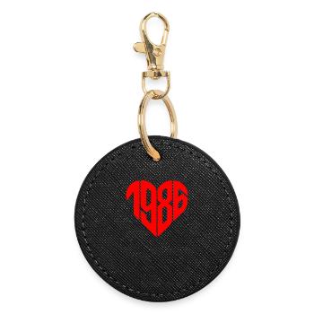 1986 Heart Year 1986 40th Birthday Gift - Round Keyring - black - Front