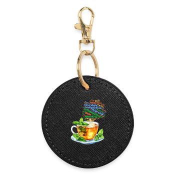 Mint tea and its properties - watercolor - Round Keyring - black - Front