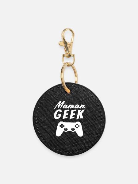 Geek-Mama - Runder Schlüsselanhänger - Schwarz