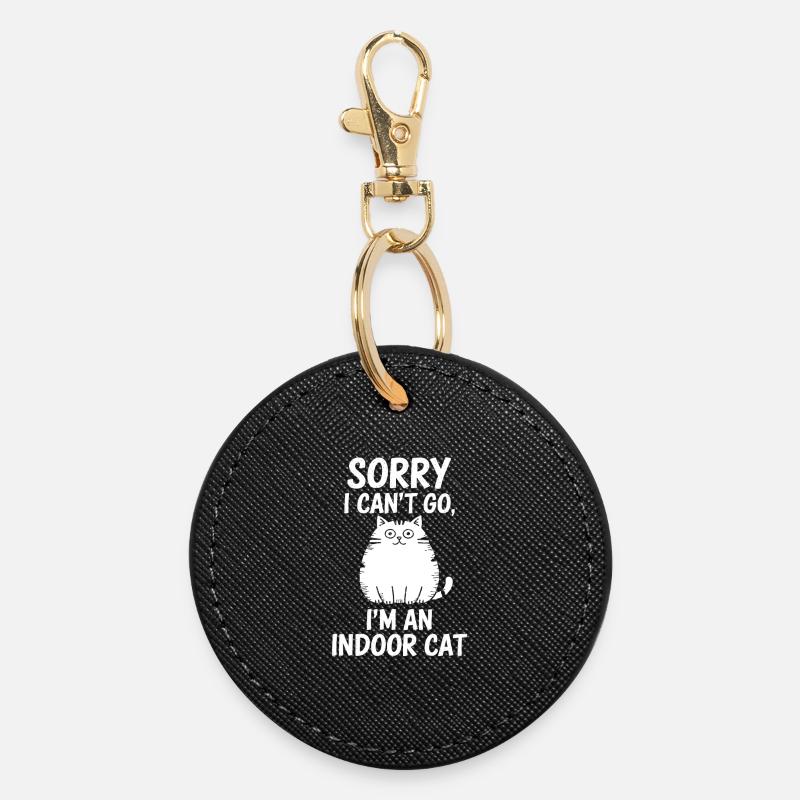 Désolé je ne peux pas y aller, je suis un chat d’intérieur Chat introverti - Porte-clés rond - noir
