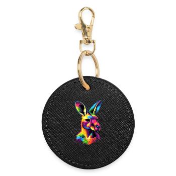 Kangourou Australie Outback Kangourous mignons sauvages - Porte-clés rond - noir - Devant