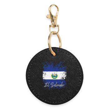 Salvadoran grunge flag, I love El Salvador - Round Keyring - black - Front