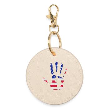 Empreinte de la main aux couleurs du drapeau américain - Porte-clés rond - huître - Devant