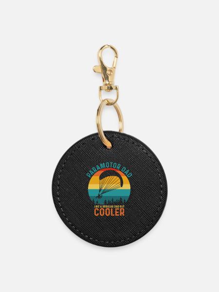 Papa Cool Retro Gleitschirm Design - Runder Schlüsselanhänger - Schwarz