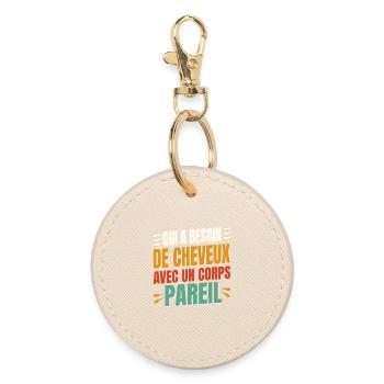 Funny quote about beards and hair - Round Keyring - oyster - Front