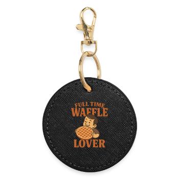 Waffelliebhaber Waffel - Runder Schlüsselanhänger - Schwarz - Vorne