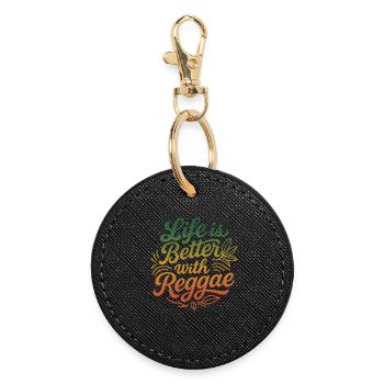 Life is Better with Reggae Rastafari Jamaica Style - Round Keyring - black - Front