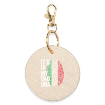 Italien Flagge Italienischer Papa Fußabdruck - Runder Schlüsselanhänger - Auster - Vorne