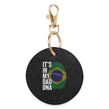 Brasilien Flagge Brasilianischer Papa Fußabdruck - Runder Schlüsselanhänger - Schwarz - Vorne