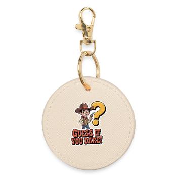 Western Cowboy Guessing Game T-Shirt - Round Keyring - oyster - Front