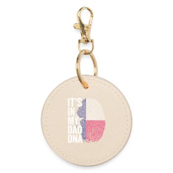 Texas Flagge Texan Dad Fußabdruck - Runder Schlüsselanhänger - Auster - Vorne
