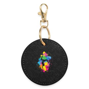 Acrobaties avec explosion de couleurs - Porte-clés rond - noir - Devant