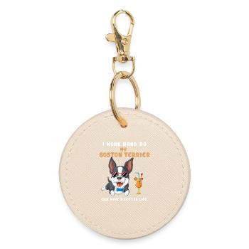 Boston Terrier avec design Party Vibes - Porte-clés rond - huître - Devant