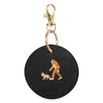 Bigfoot Gehender Goldener Doodle-Hund Illustration - Runder Schlüsselanhänger - Schwarz - Vorne