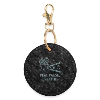 Creative film motif with slogan - Round Keyring - black - Front