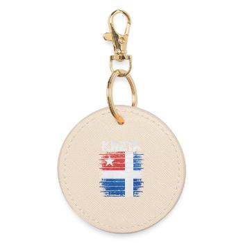 Crete Flag Art Print - Round Keyring - oyster - Front