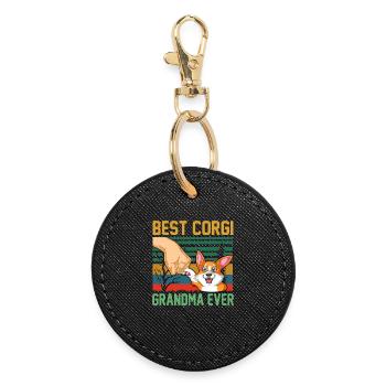 Meilleur cadeau de fête des mères Corgi Grandma Ever - Porte-clés rond - noir - Devant