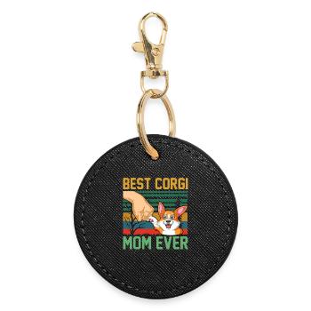 Meilleure maman corgi de tous les temps - Spécial fête des mères - Porte-clés rond - noir - Devant