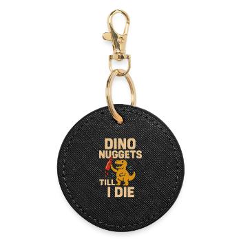 Dino Nuggets Nostalgia Funny Snack Dinosaur - Round Keyring - black - Front