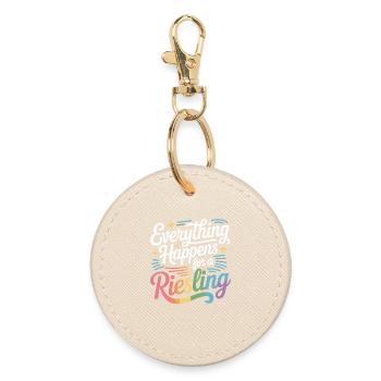 Wine Wine Drinker Everything Happens For A Riesling - Round Keyring - oyster - Front