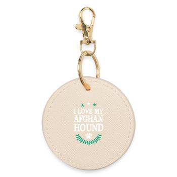 I Love my Afghan Hound - Round Keyring - oyster - Front