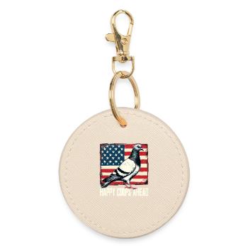 Pigeon fanciers Happy Coops Ahead - Round Keyring - oyster - Front