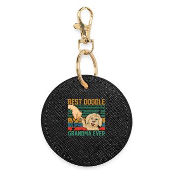 Best Doodle Grandma Ever - Round Keyring - black - Front
